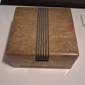 Vintage Jewelry Box Stripe Some Chipping And Normal Wear For Age